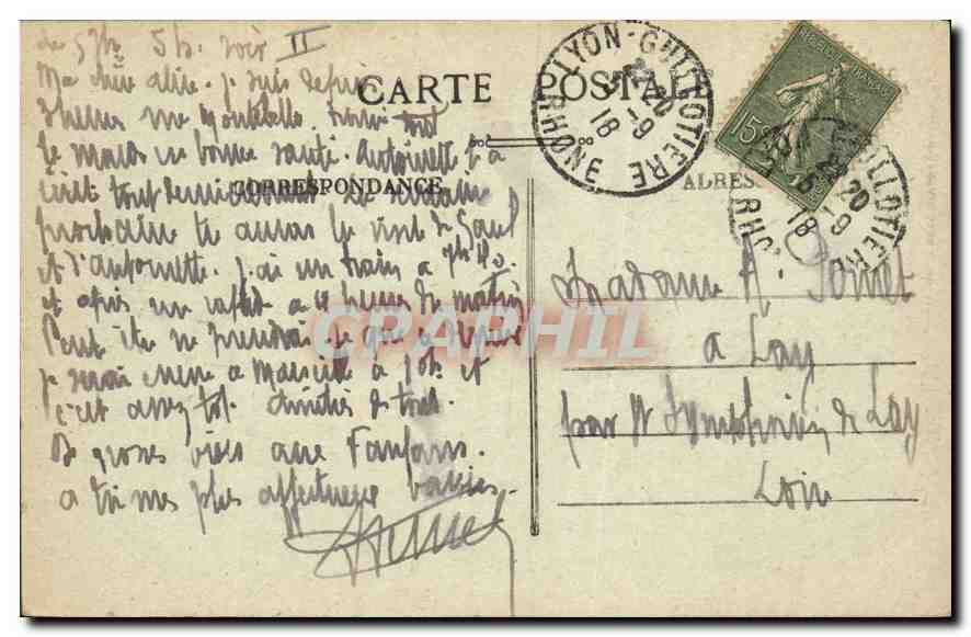 LYON — Place des Jacobins et Rue Centrale — CPAPHIL 5202 — Verso