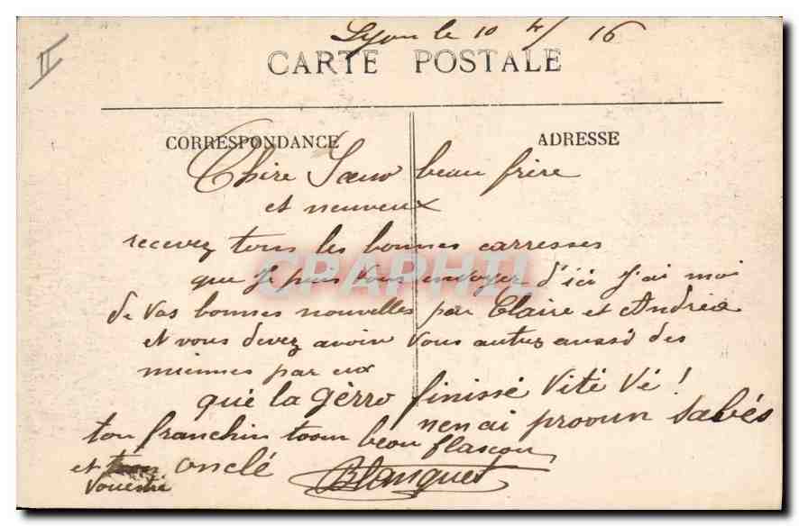 CPA Lyon Place Guichard La Fontaine  — Verso