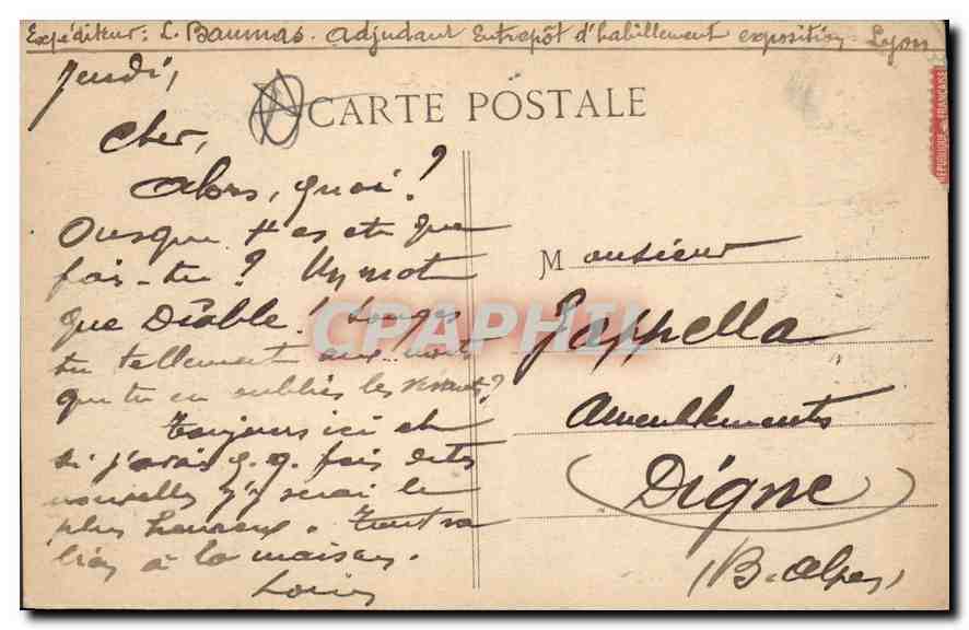 CPA Lyon Place des Jacobins  — Verso