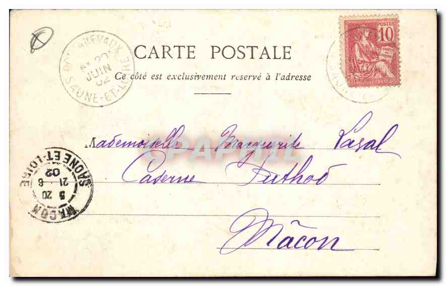 CPA Lyon Fontaine des Jacobins  — Verso
