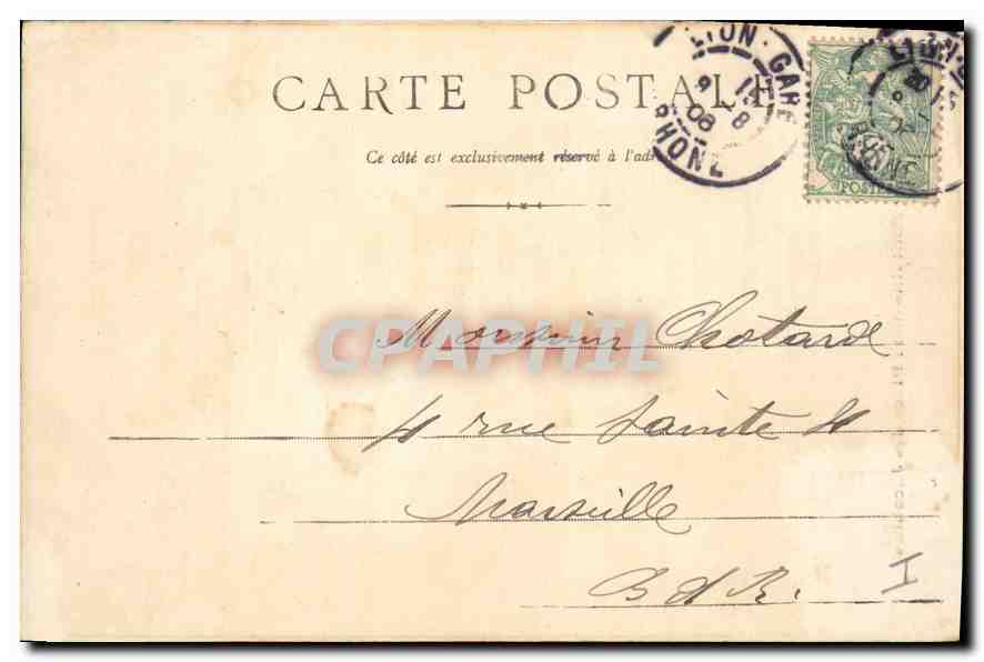 CPA Lyon Fontaine de la Place des Jacobins  — Verso