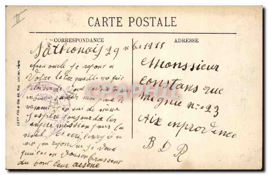 CPA Lyon Place des Jacobins  — Verso