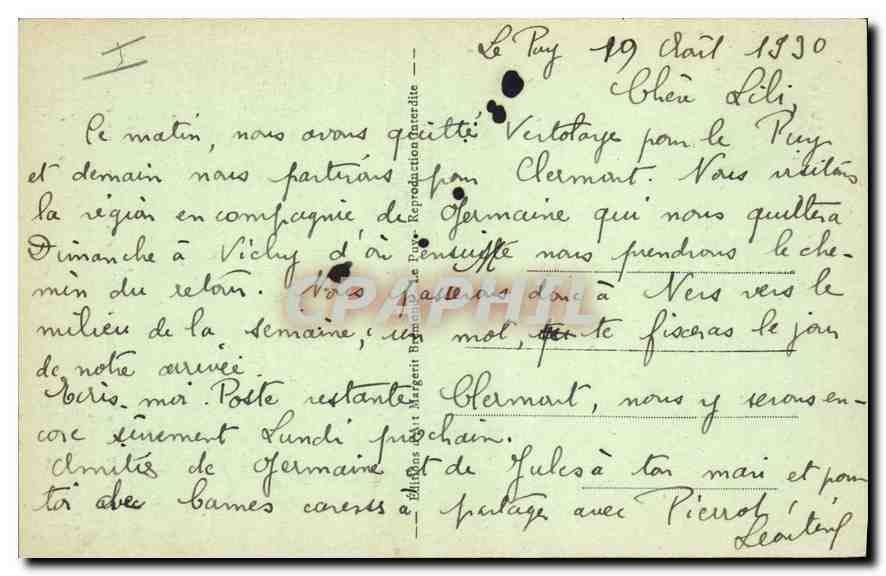 CPA Le Puy Haute Loire Le Rocher Saint Michel d'Aiguilhe aspect ouest  — Rückseite
