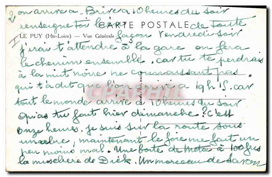 CPA Le Puy Hte Loire Vue Generale  — Rückseite