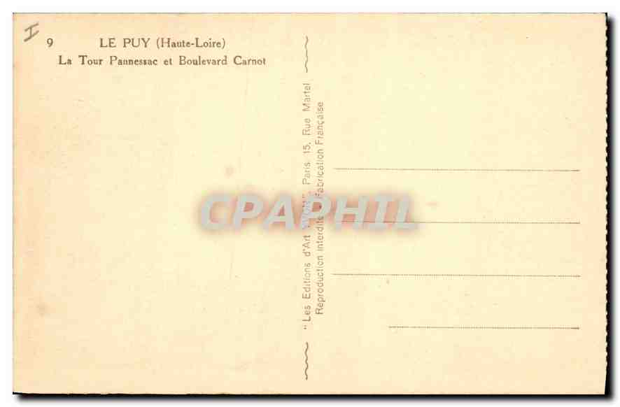 CPA Le Puy Haute Loire La Tour Pannessac et Boulevard Carnot  — Rückseite