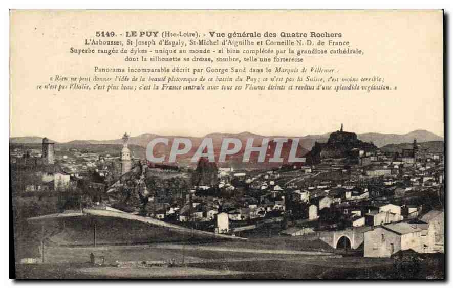 Le Puy (Haute-Loire) — Vue générale des Quatre Rochers — Éditions Margaron, Le Puy