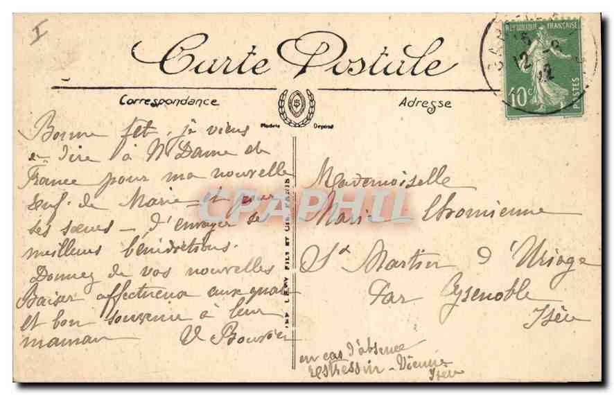 CPA Le Puy Interieur de la Cathedrale  — Rückseite