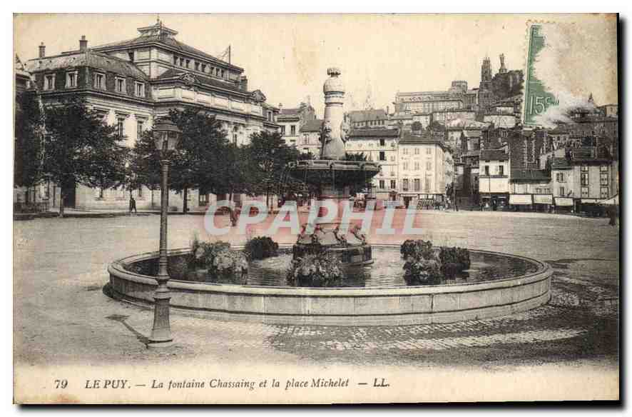 Le Puy — La fontaine Chassaigne et la place Michelet — LL, n°79