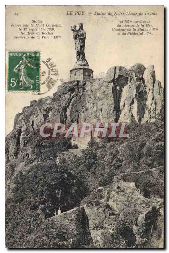 Le Puy — Statue de Notre-Dame de France sur le Mont Cornelle — éditeur Durand-Etienne, n°14