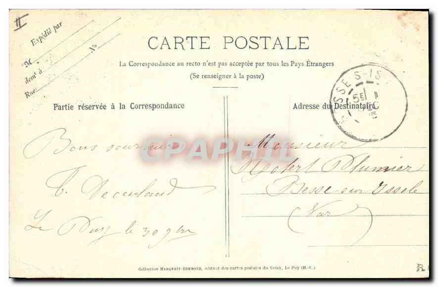 CPA Le Puy L'ensemble de la Basilique Cathedrale de N D du Puy et de ses dependances  — Rückseite