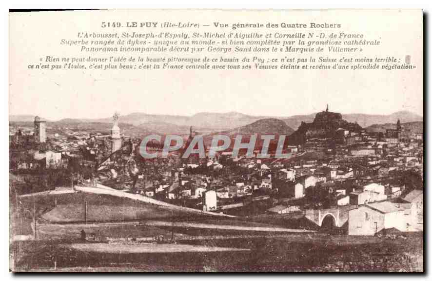 Le Puy (Haute-Loire) — Vue générale des Quatre Rochers — Éditions d'Art Mangeril-Briand
