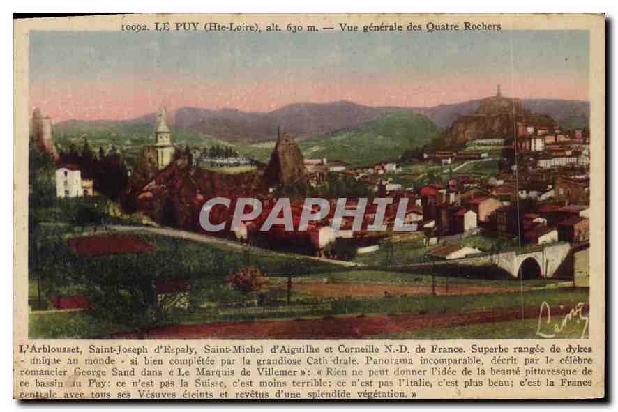 Le Puy (Haute-Loire), alt. 630 m. — Vue générale des Quatre Rochers — Photo-impression Léon Marconnet