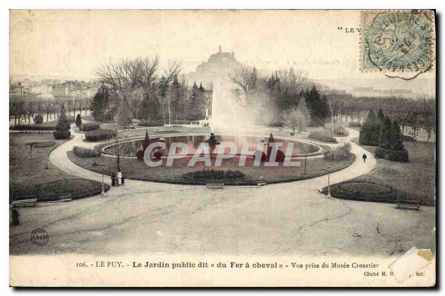 Le Puy - Le Jardin public dit « du Fer à cheval » - Vue prise du Musée Crozatier - Cliché M. B. - n° 106
