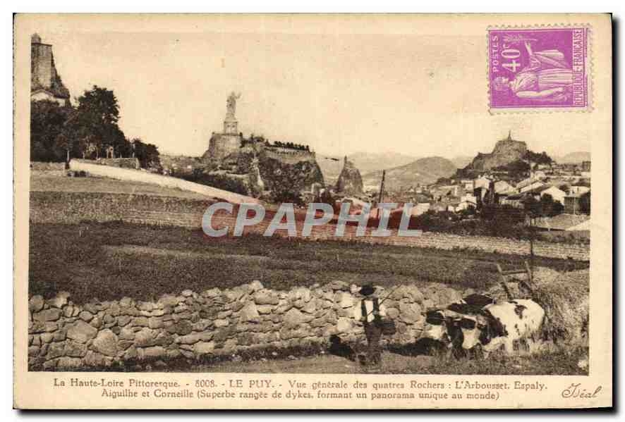 Le Puy - Vue générale des quatres Rochers : L'Arbousset, Espaly, Aiguillie et Corneille - Édition 'Idéal'