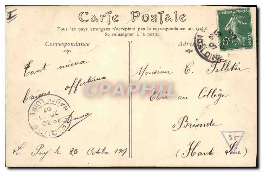 CPA Le Puy Vue Generale  — Rückseite