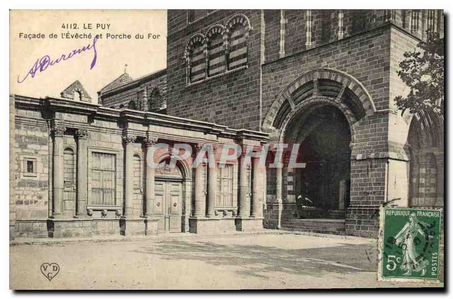 Le Puy — Façade de l'Évêché et Porche du For — A. Duremuf, n° 4112