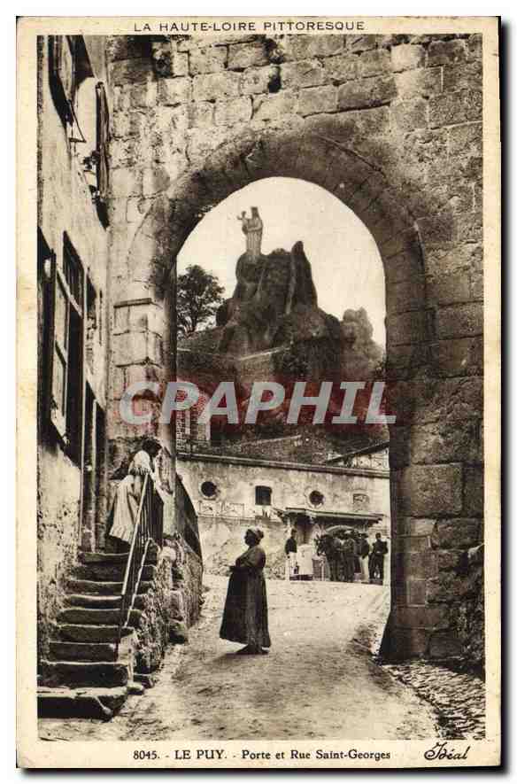 Le Puy - Porte et Rue Saint-Georges — La Haute-Loire pittoresque — Éditeur Sbrial, n° 8045