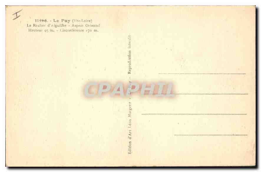 CPA Le Puy Hte Loire Le Rocher d'Aiguilhe Aspect Oriental  — Rückseite