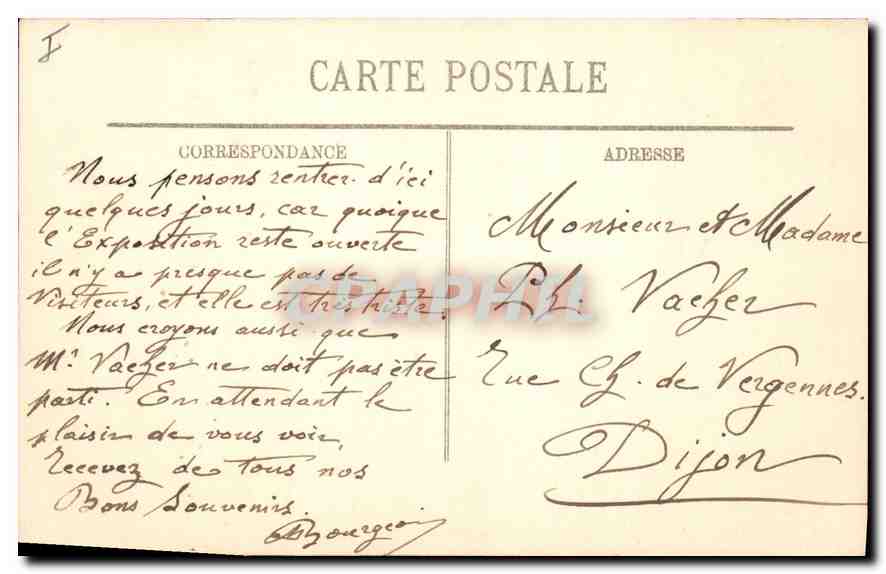 CPA Lyon La Place Bellcour et Coteau de Fourviere  — Verso