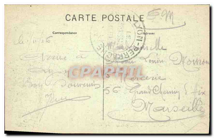 CPA Lyon Place Bellecour et coteau de Fourviere  — Verso