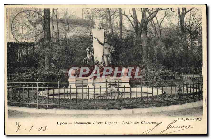 CPA Lyon Monument Pierre Dupont Jardin des Chartreux 