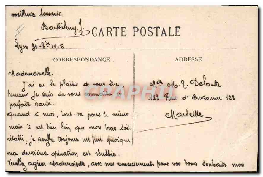 CPA Lyon Gare de Perrache et Hotek Terminus  — Verso