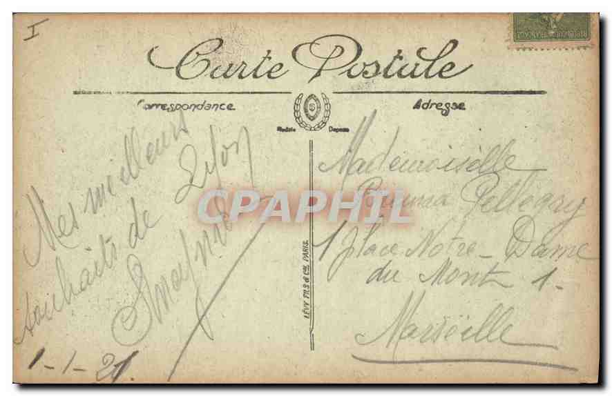 CPA Lyon Gare Perrache et Hotel Terminus  — Verso