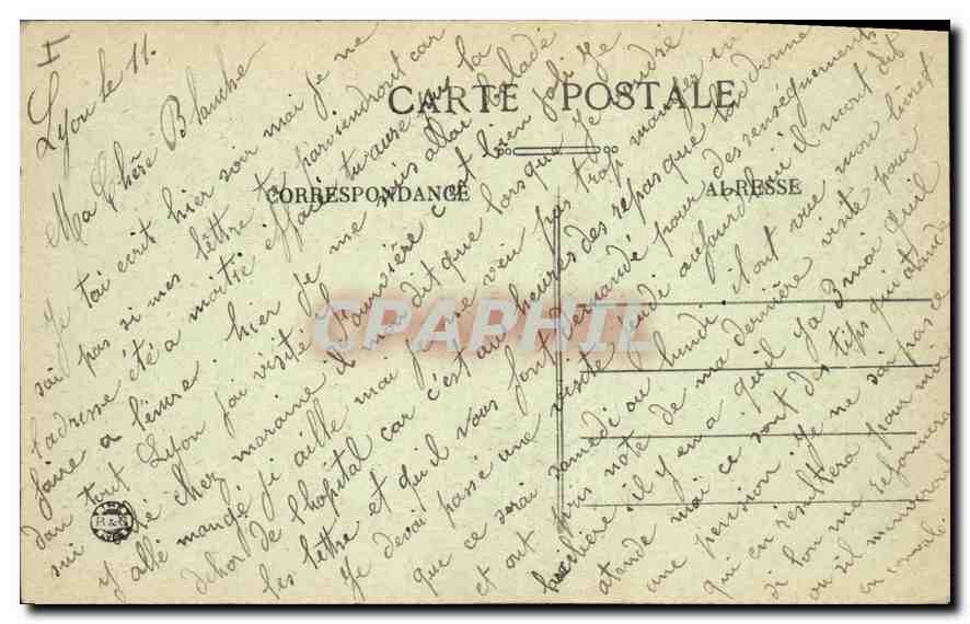 CPA Lyon La Gare de Perrache et les Jardins Hotel Terminus  — Verso
