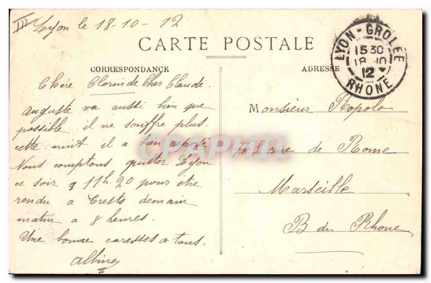 CPA Lyon Gare de Perracbe Les Voutes et la Facade  — Verso