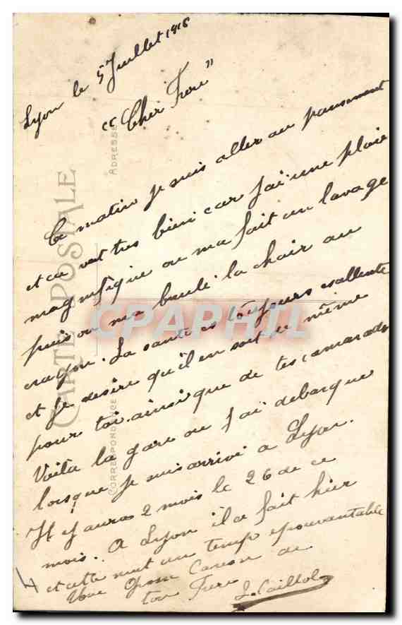 CPA Lyon Gare des Brotteaux  — Verso