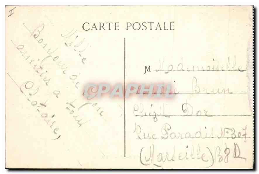CPA Lyon Place Carnot Gare de Perrache et Hotel Terminus  — Verso