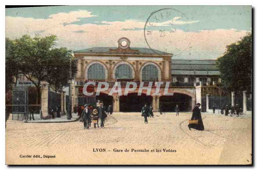 LYON – Gare de Perrache et les Voûtes — Carrier édit., Déposé