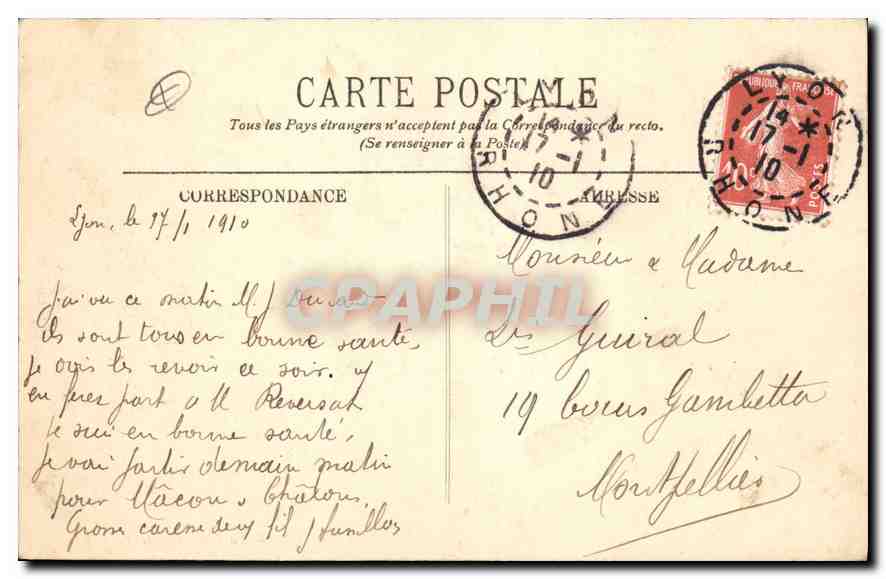 CPA Lyon La Place Bellecour  — Verso
