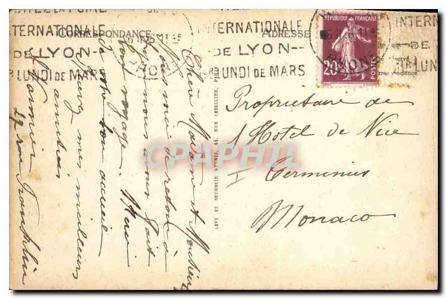 CPA Lyon La Gare de Perrache  — Verso
