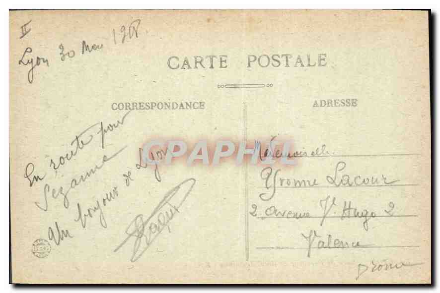 CPA Lyon Gare de Perrache et Hotel Terminus  — Verso
