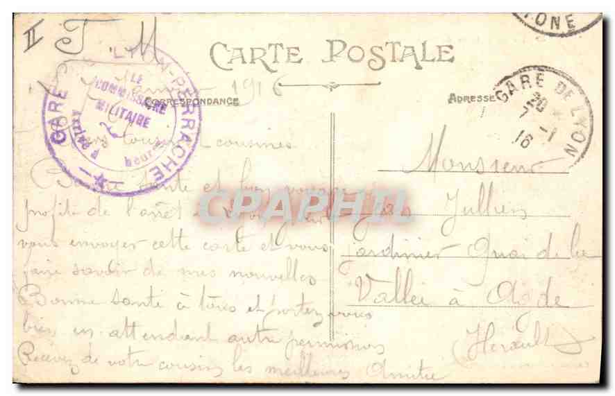 LYON — Gare de Perrache — Carte postale n°39 — Verso