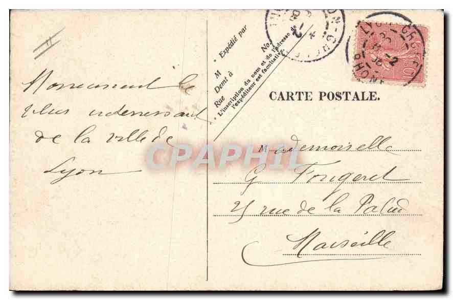 CPA Lyon Palais du Commerce  — Verso
