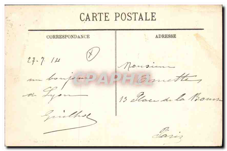CPA Lyon Palais du Commerce La Bourse Tramways — Verso