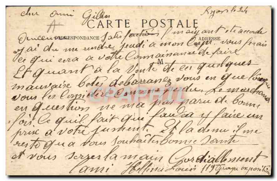 CPA Lyon Place Bellecour et Chateau de Fourviere  — Verso