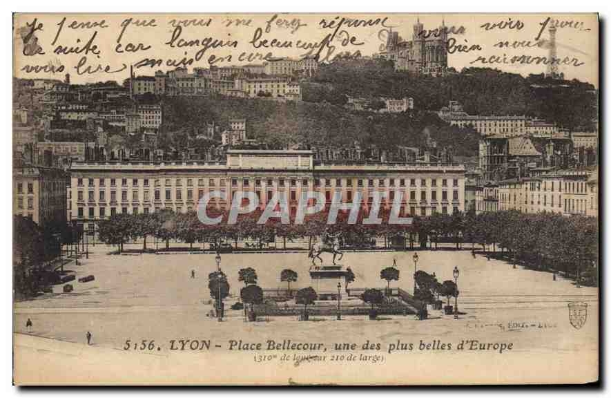 CPA Lyon Place Bellecour une des plus belles d'Europe 