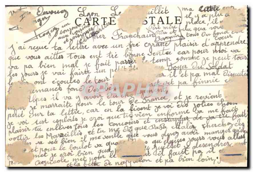 CPA Lyon Place Bellecour  — Verso