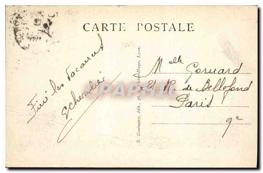 CPA Lyon Plave Bellecour et Coteau de Fourviere  — Verso