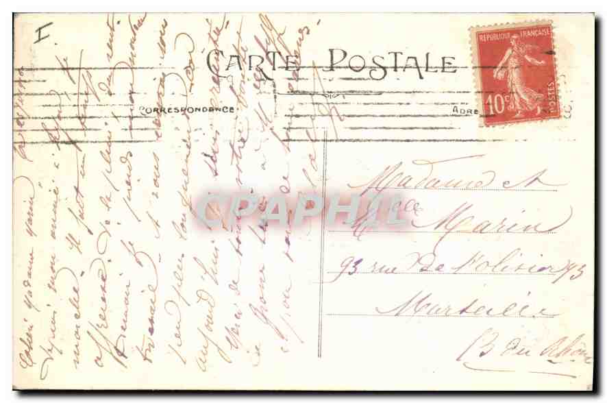 CPA Lyon Place Bellecour et Coteau de Fourviere  — Verso
