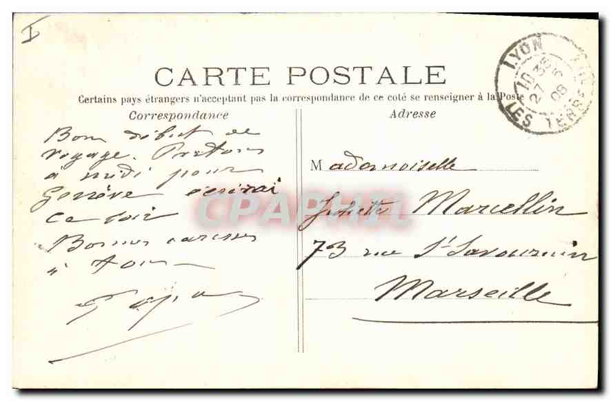 CPA Lyon Place Bellecour et Fourviere  — Verso