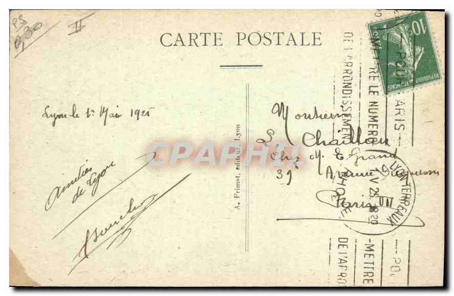 CPA Lyon Place Bellecour Enfants — Verso