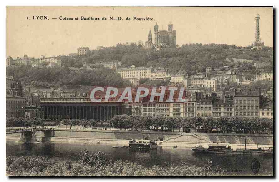 CPA Lyon Coteau et Basilique de N D de Fourviere 