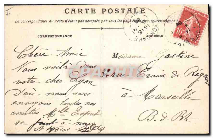 CPA Lyon Coteau et Basilique de N D de Fourviere  — Verso