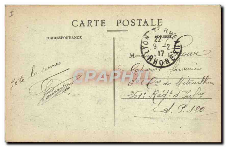 CPA Lyon Gare de Perrache et Hotel Terminus  — Verso