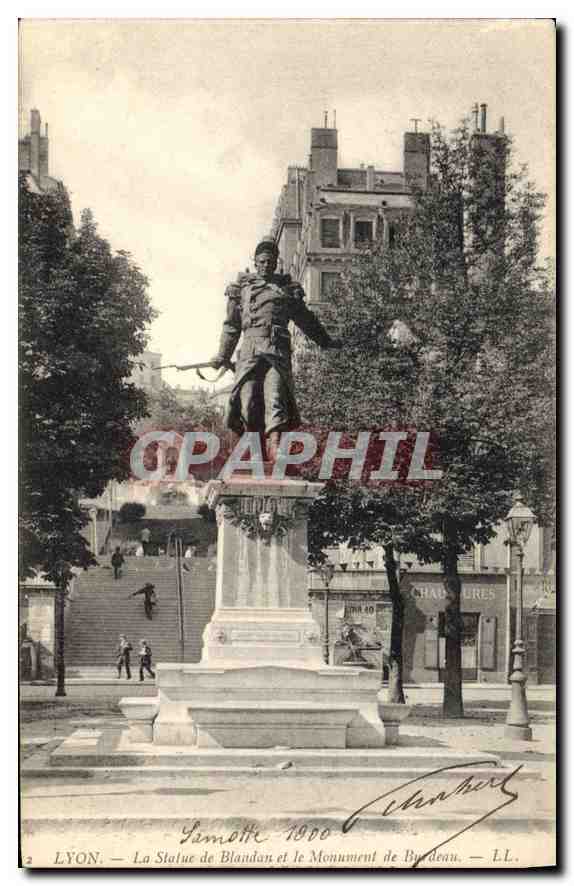 CPA Lyon La Statue de Blandan et le Monument de Burdeau 