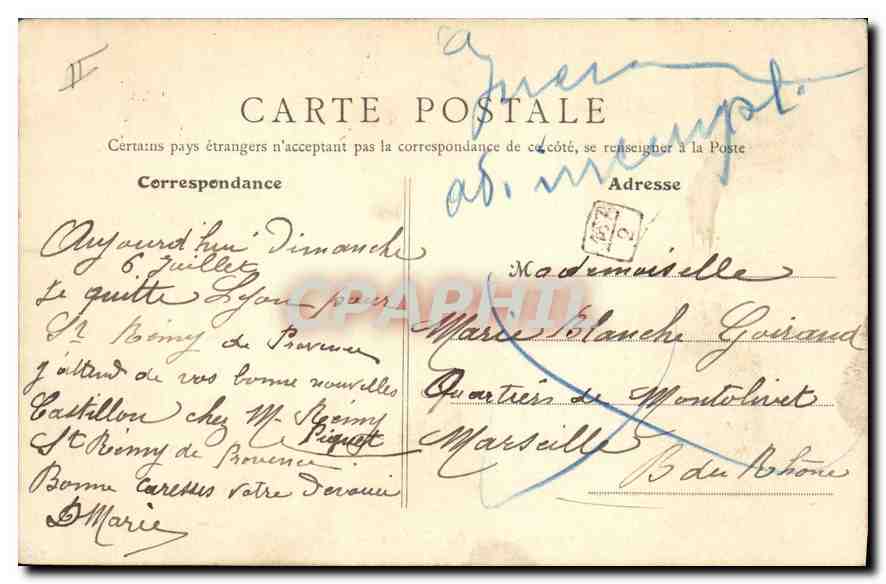 CPA Lyon Place des jacobins  — Verso
